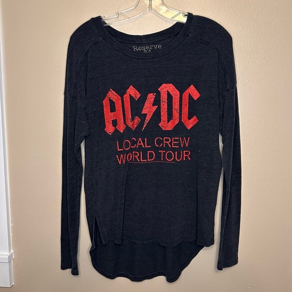 Reserve 84 Charcoal Long Sleeve AC/DC Tour Tee Size Small - Picture 1 of 4